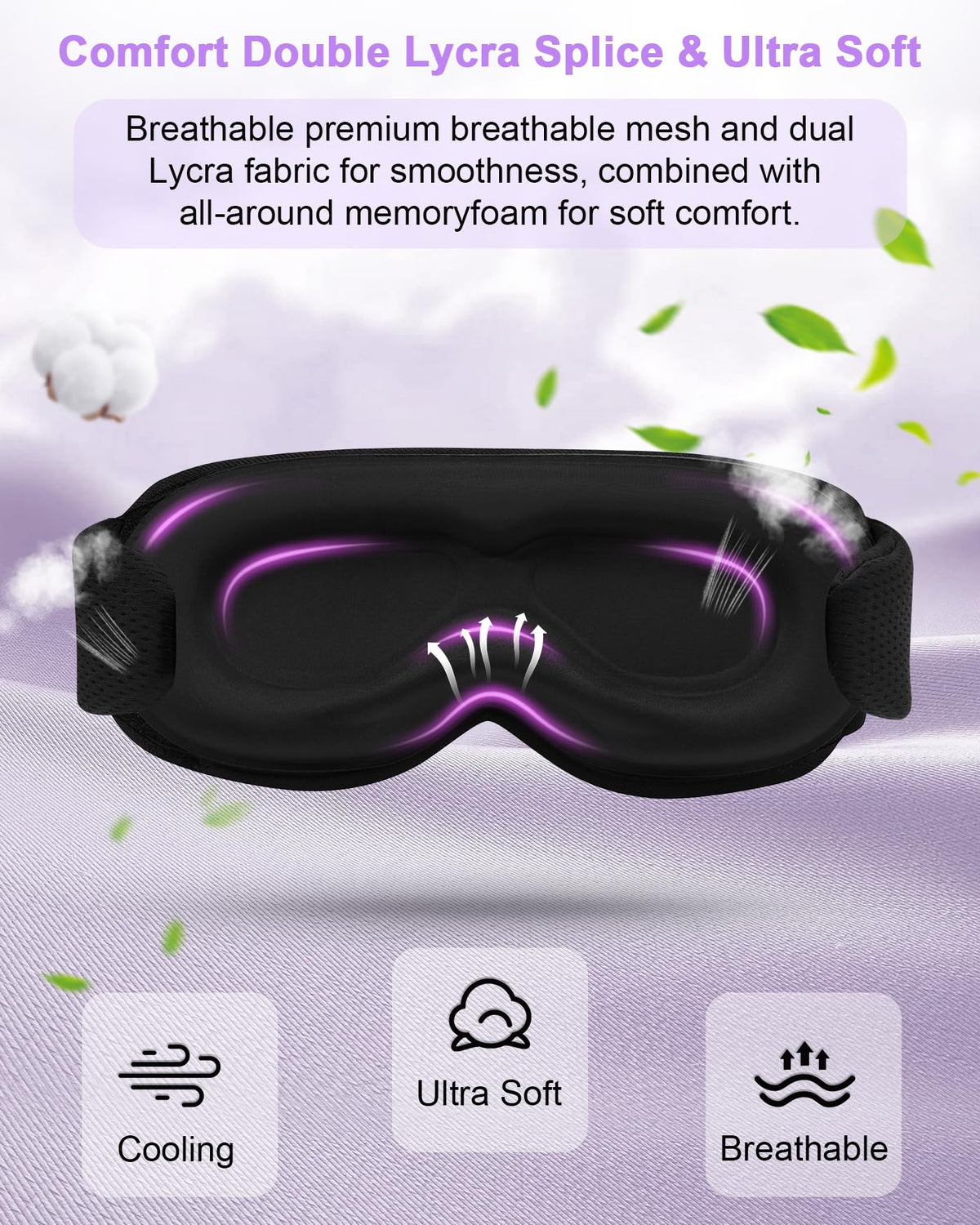3D Contoured Sleep Mask with Bluetooth Headphones C859