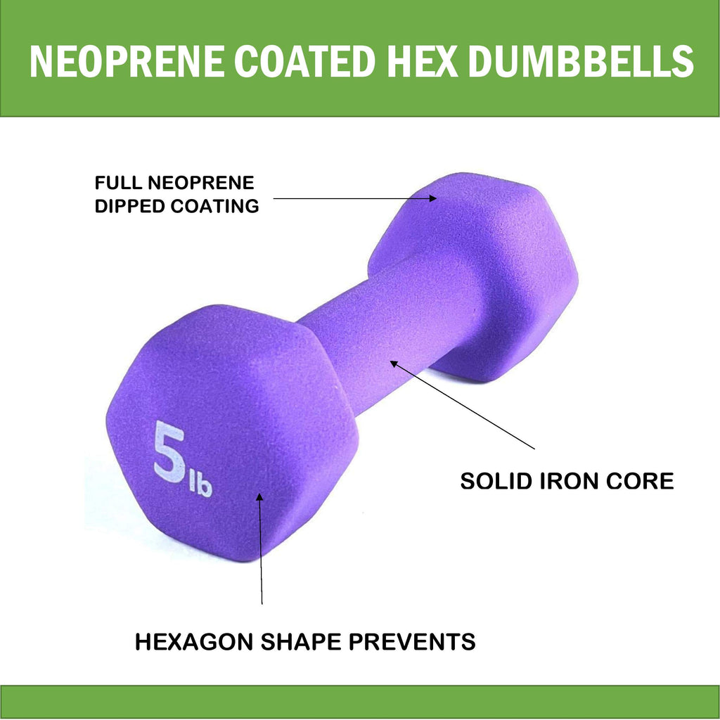 Black 10LB Set of 2 Neoprene Coated Hex Dumbbell H3925