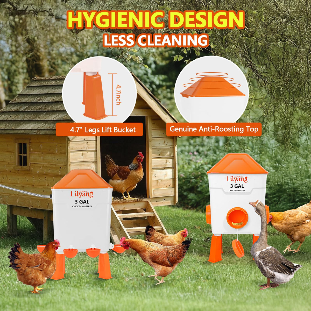 3 Gallon Automatic Chicken Waterer & Feeder Set J2385