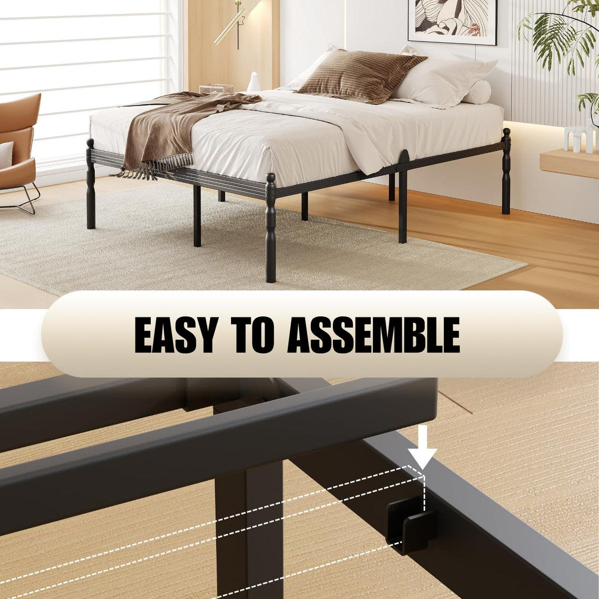 18" Metal Queen Platform Bed Frame V921432