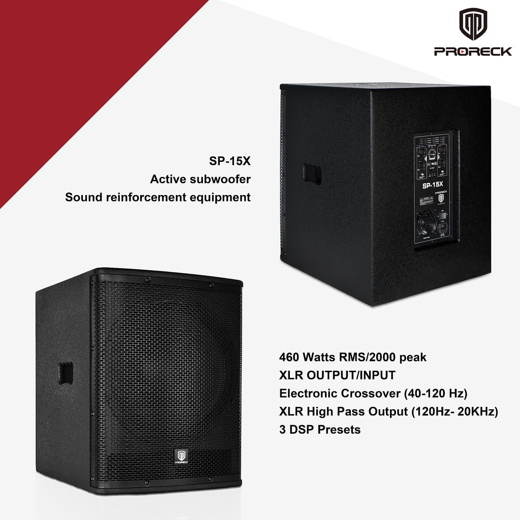 Powered 15 inch PA DJ Subwoofer with Class-D Amplifier, Black D2837