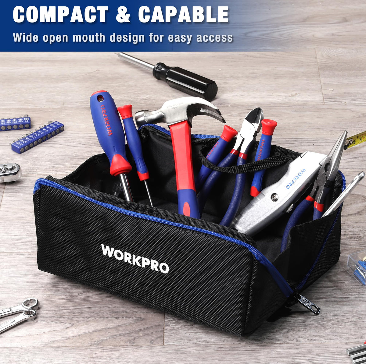 10" Wide Mouth Zipper Utility Tool Bag G794