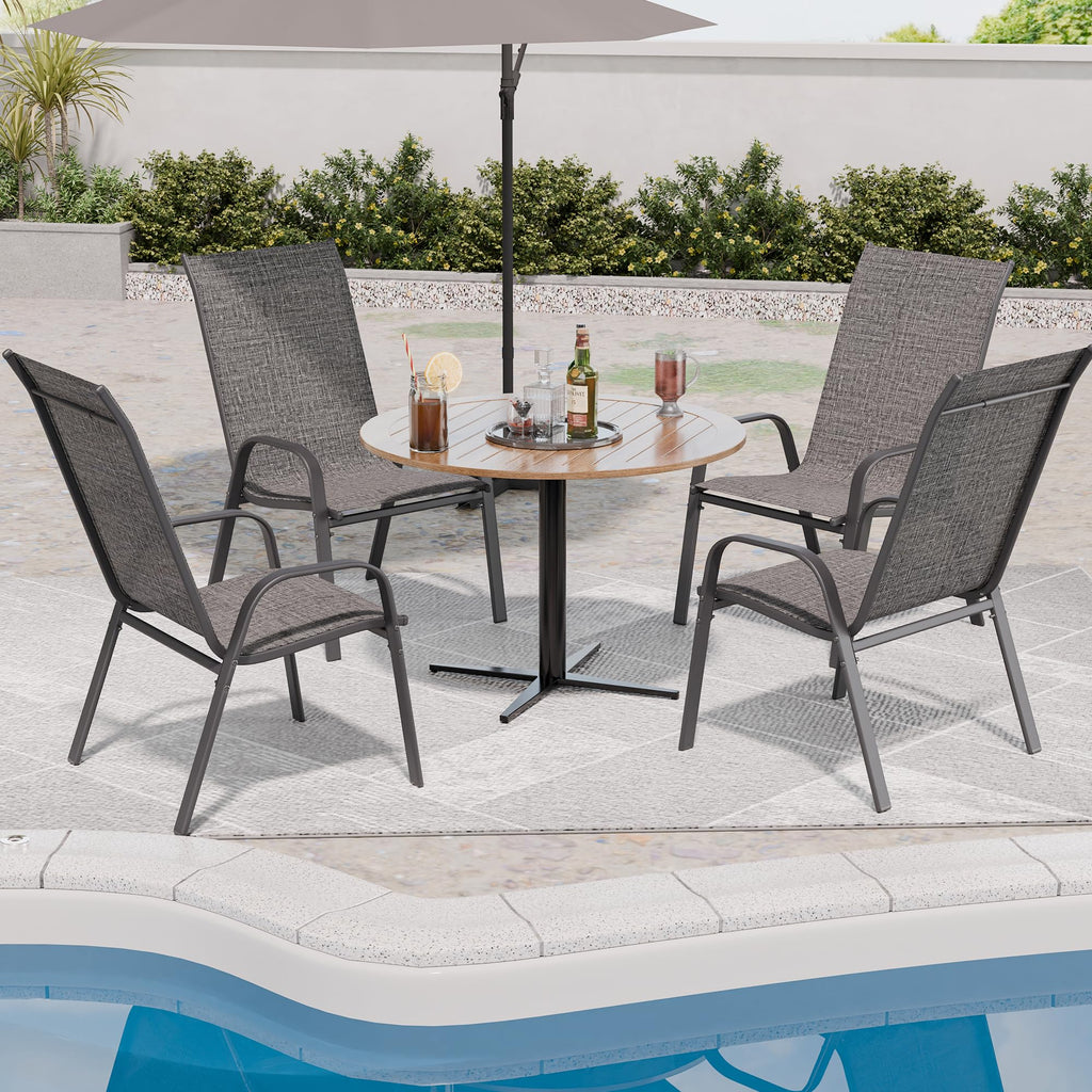 Dark Grey Metal Patio Chairs Set of 4 Q7041