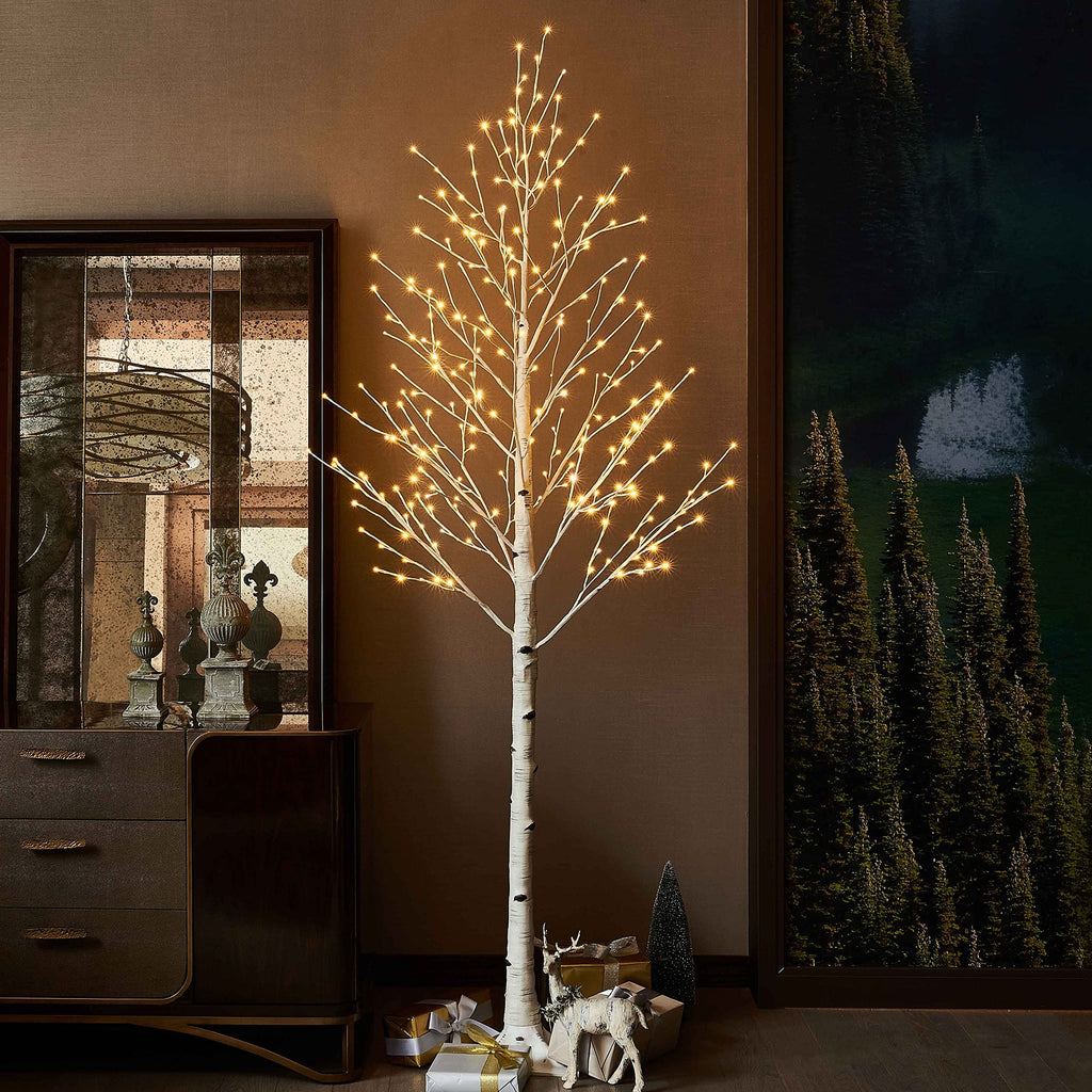 Lighted Birch Tree 8FT 240 Warm White Lights I7088