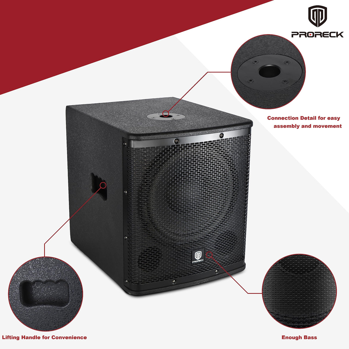 Powered 15 inch PA DJ Subwoofer with Class-D Amplifier, Black D2837