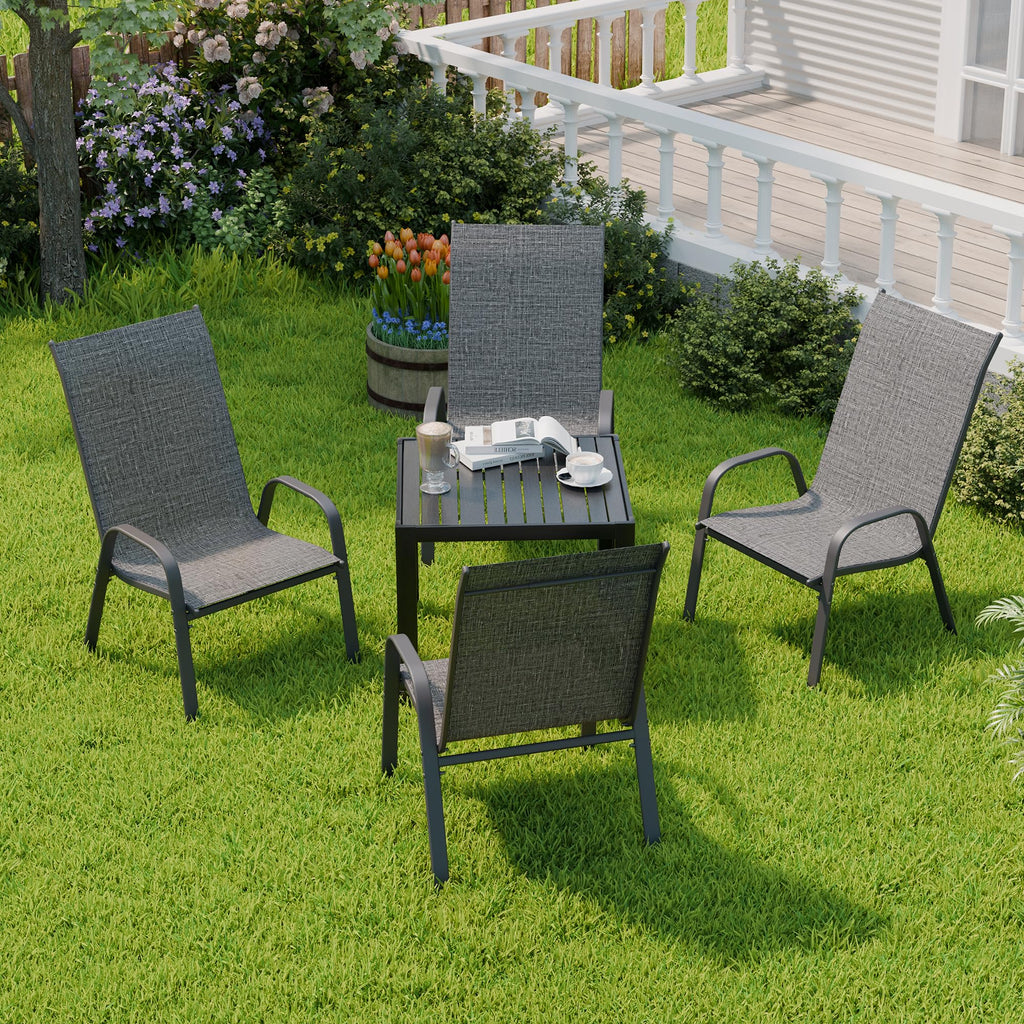 Dark Grey Metal Patio Chairs Set of 4 Q7041