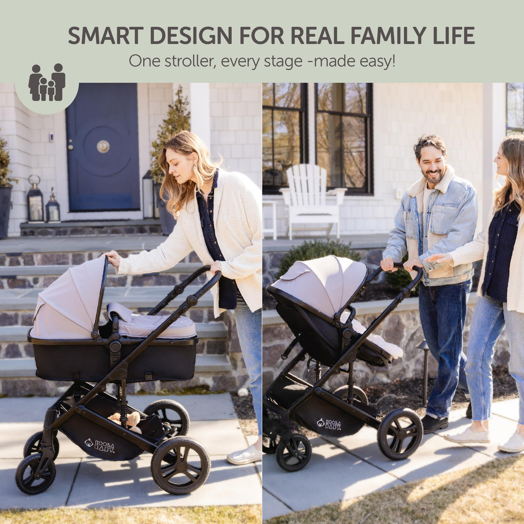 2-in-1 Foldable Baby Stroller with Extendable Canopy Q696770