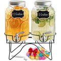 2 Gallon Glass Drink Dispensers with Stand, 2 Pack K1142