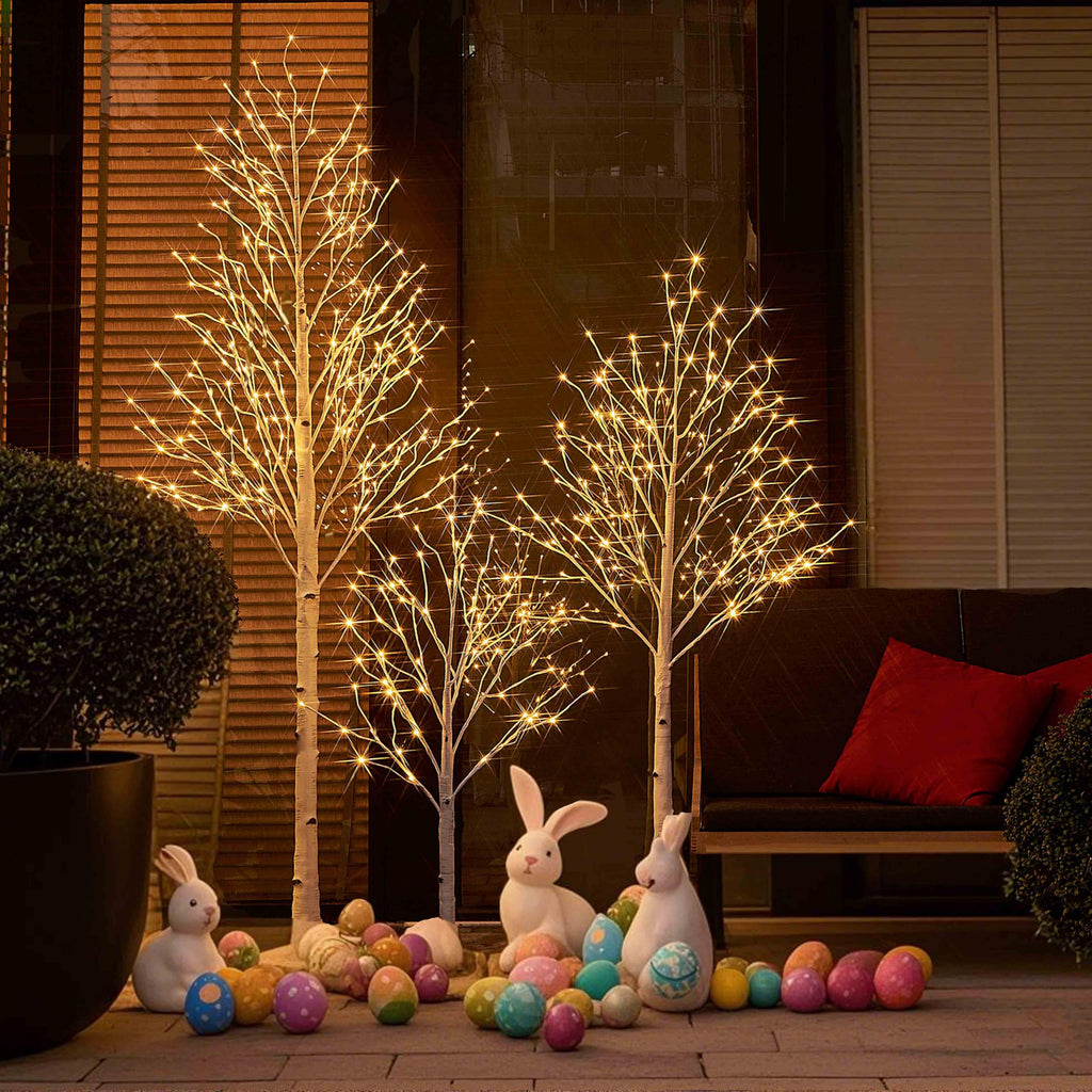 Lighted Birch Tree 8FT 240 Warm White Lights I7088