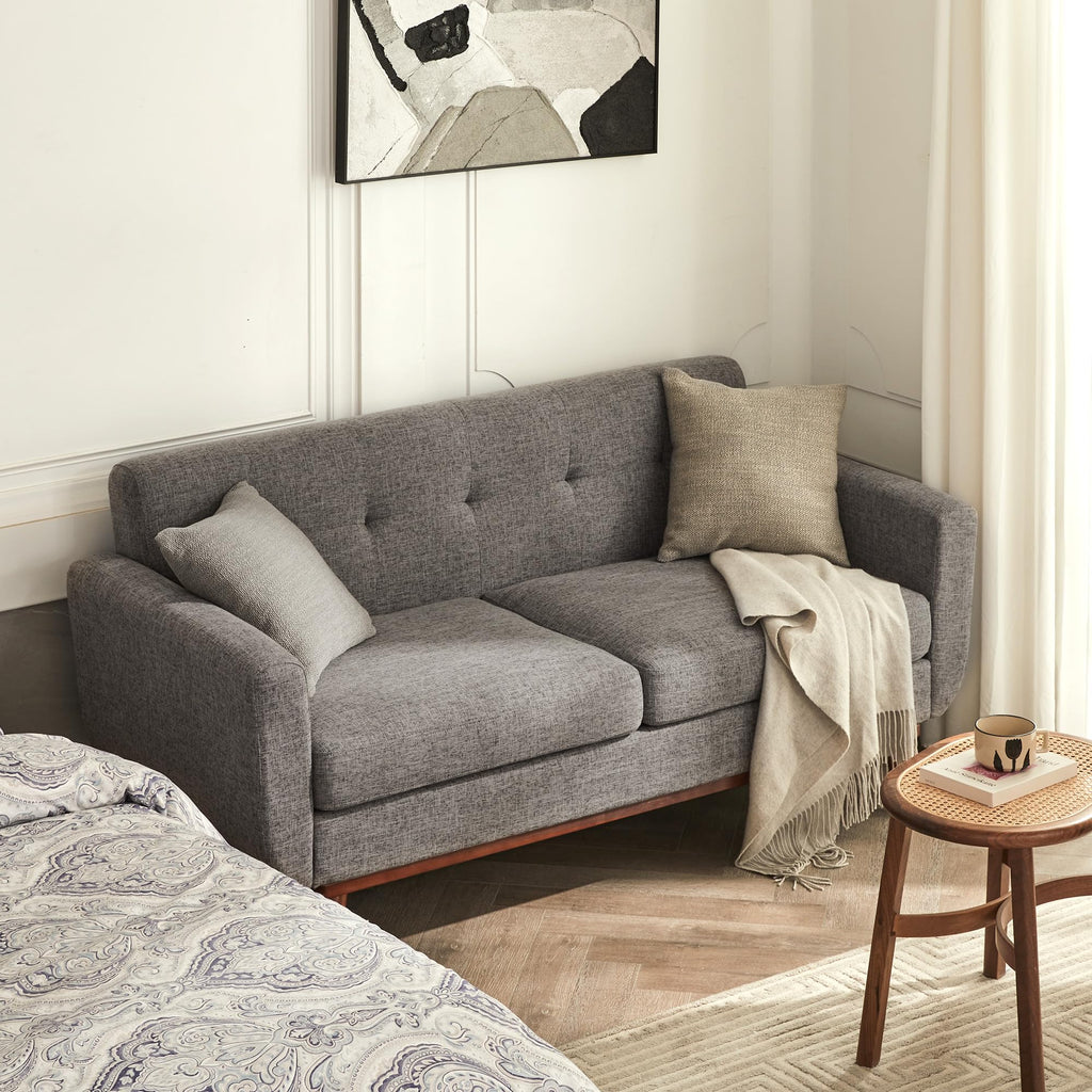65.2" W Grey Button Tufted Loveseat Sofa V80733