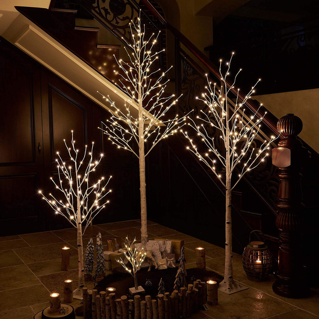 Lighted Birch Tree 8FT 240 Warm White Lights I7088