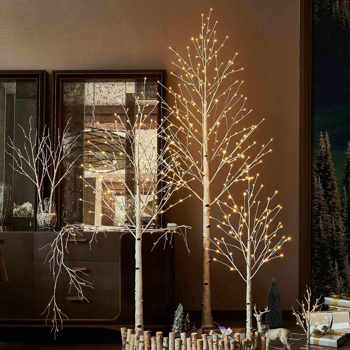 Lighted Birch Tree 8FT 240 Warm White Lights I7088